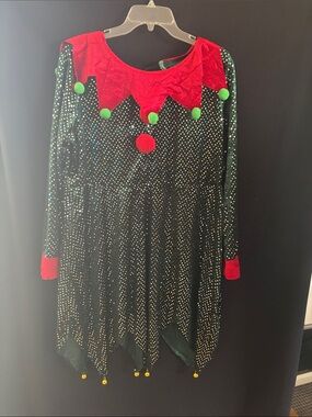 Jester Costume Dress in Green and Red Halloween